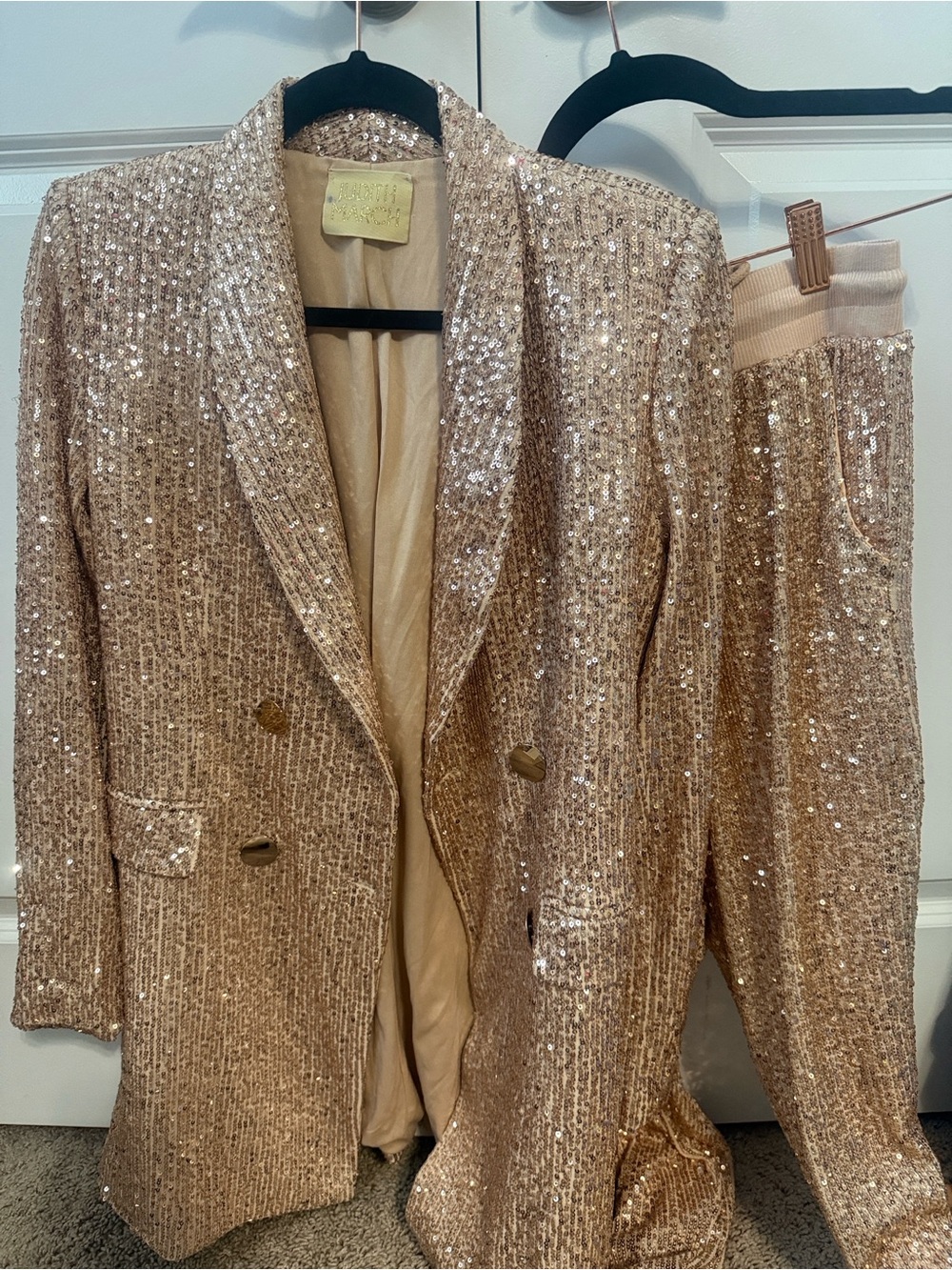 Judith March Sequin Blazer & Pant Set in Rose Gold - Picture 6 of 6